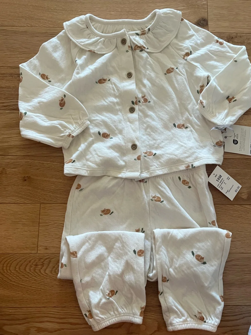 Cloud Island Organic Cotton 2-Piece Long Sleeve Peter Pan Collar Matching Set